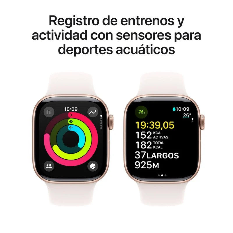 Apple Watch Series 10 GPS 42mm Caja Aluminio Oro Rosa con Correa Deportiva Rosa Rubor S - MovilMania S.L