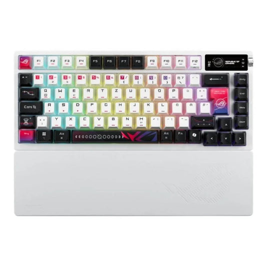 Teclado mecánico ASUS ROG Azoth X QWERTZ retroiluminado RGB inalámbricolámbrico OLED Blanco - MovilMania S.L