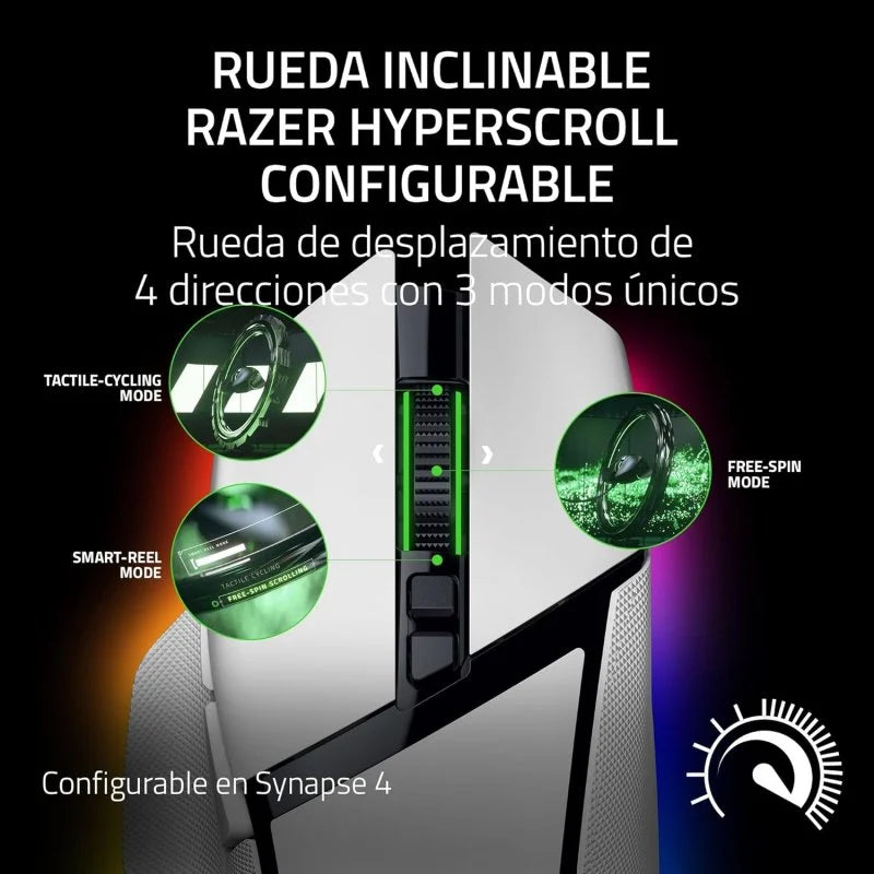 Razer Basilisk V3 Pro 35K Ratón Gaming Óptico Inalámbrico RGB 35000 DPI Blanco - MovilMania S.L
